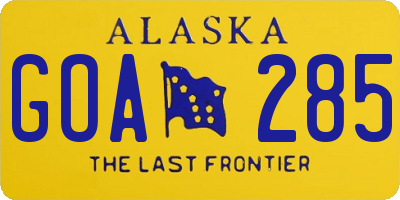 AK license plate GOA285