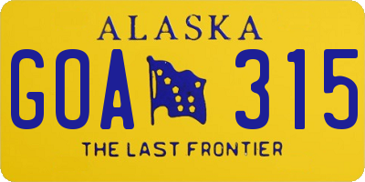 AK license plate GOA315