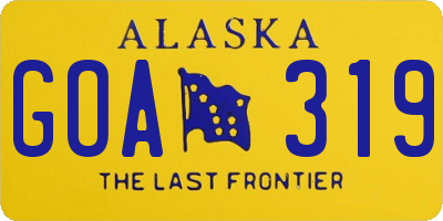 AK license plate GOA319