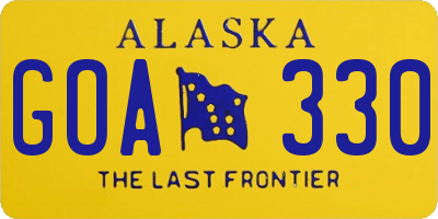 AK license plate GOA330