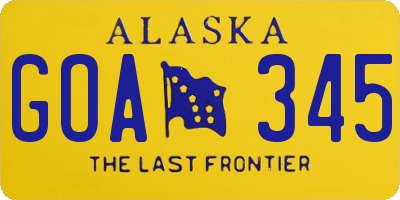 AK license plate GOA345