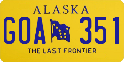 AK license plate GOA351