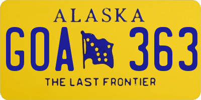 AK license plate GOA363