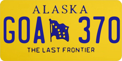 AK license plate GOA370