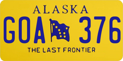 AK license plate GOA376