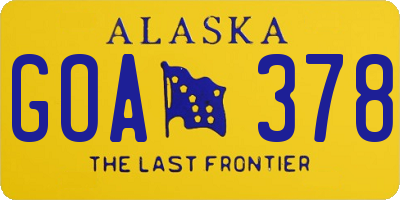 AK license plate GOA378