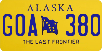 AK license plate GOA380