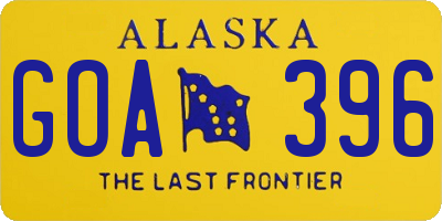 AK license plate GOA396