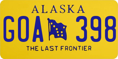 AK license plate GOA398