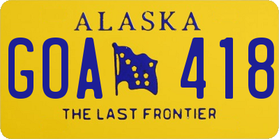 AK license plate GOA418