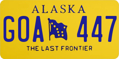 AK license plate GOA447