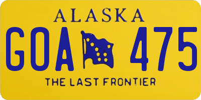 AK license plate GOA475