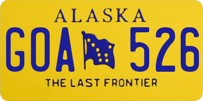 AK license plate GOA526