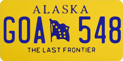 AK license plate GOA548