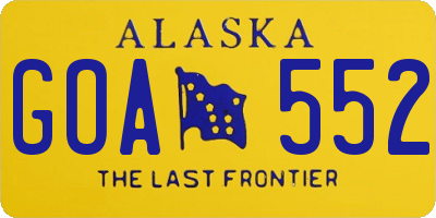 AK license plate GOA552