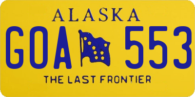 AK license plate GOA553