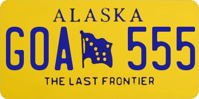 AK license plate GOA555