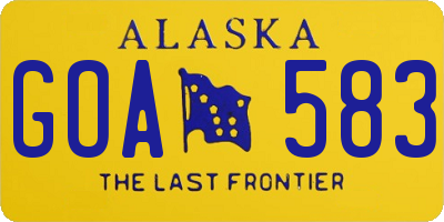 AK license plate GOA583