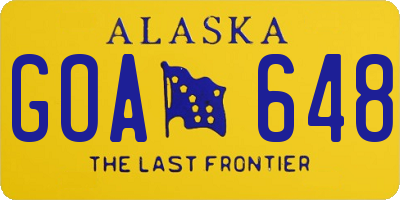 AK license plate GOA648