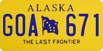 AK license plate GOA671