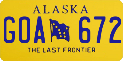 AK license plate GOA672