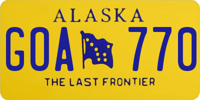 AK license plate GOA770