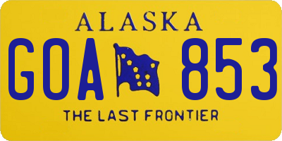 AK license plate GOA853