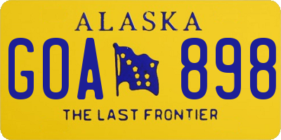 AK license plate GOA898