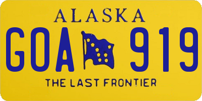 AK license plate GOA919