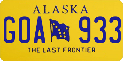 AK license plate GOA933