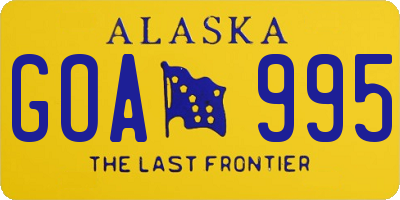 AK license plate GOA995