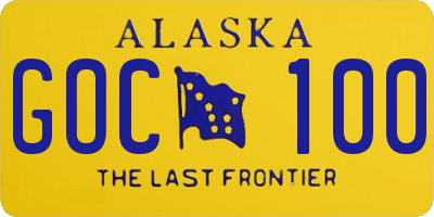 AK license plate GOC100