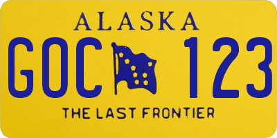 AK license plate GOC123