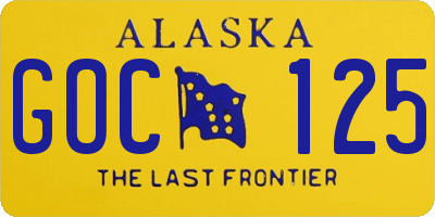 AK license plate GOC125