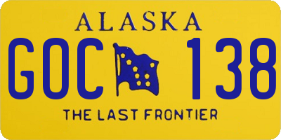AK license plate GOC138