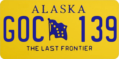AK license plate GOC139