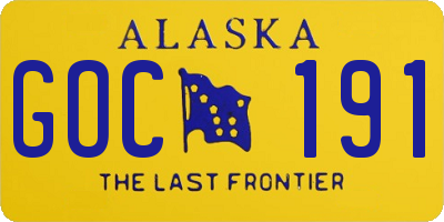 AK license plate GOC191