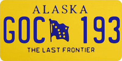AK license plate GOC193