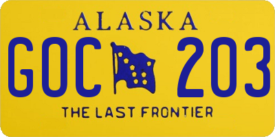 AK license plate GOC203