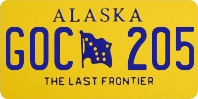 AK license plate GOC205