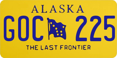 AK license plate GOC225