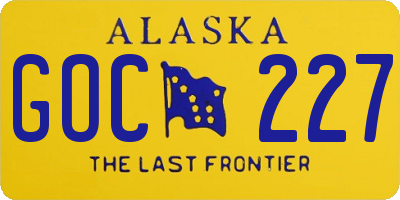 AK license plate GOC227