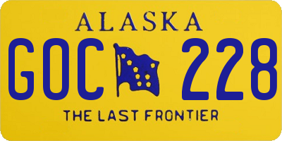 AK license plate GOC228