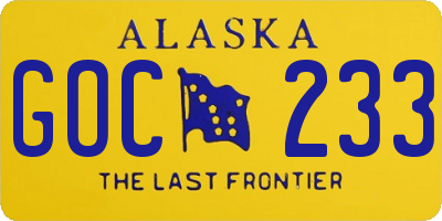 AK license plate GOC233