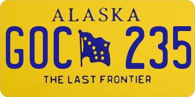 AK license plate GOC235