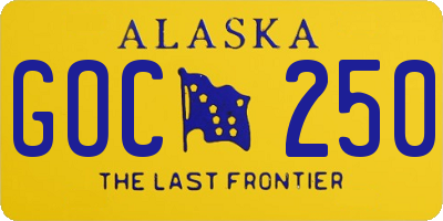 AK license plate GOC250