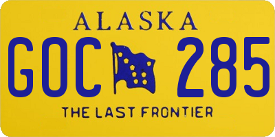 AK license plate GOC285