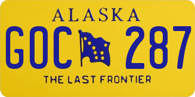 AK license plate GOC287