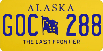 AK license plate GOC288