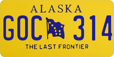 AK license plate GOC314